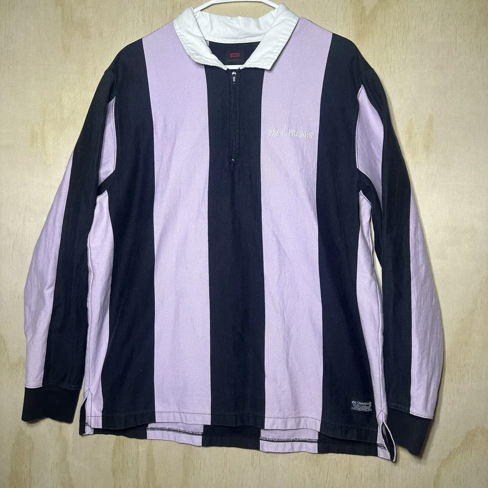 Levis Skate‎ Rugby Long Sleeve Polo Shirt Black Large unique